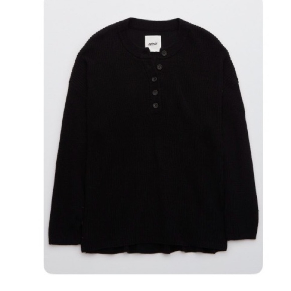 Aerie Women's Black Long Sleeve Henley